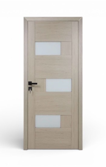 Usa de interior din lemn cu geam, bej, G6-X, Reversibila